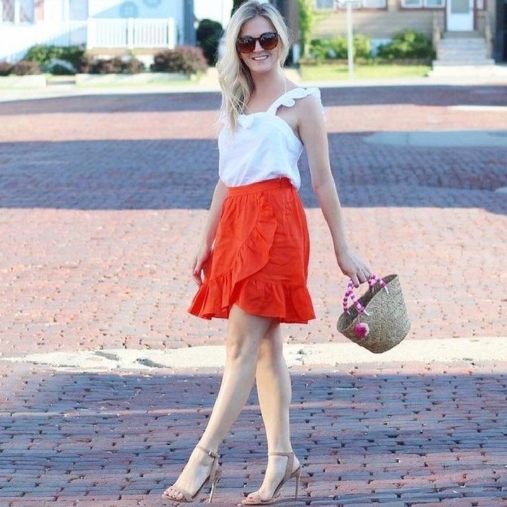 J.Crew Linen ruffle skirt